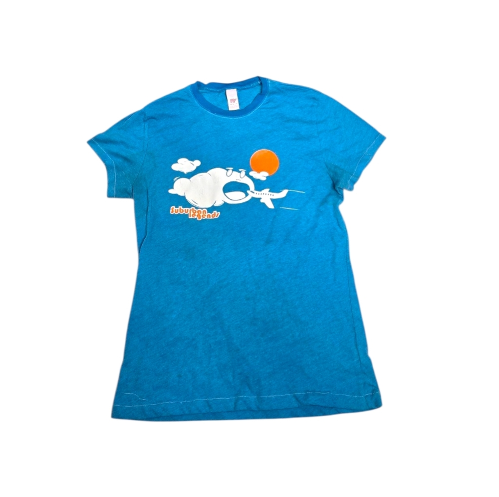 Y2K Suburban Legends blue short sleeve airplane graphic ringer tee shirt‎ L